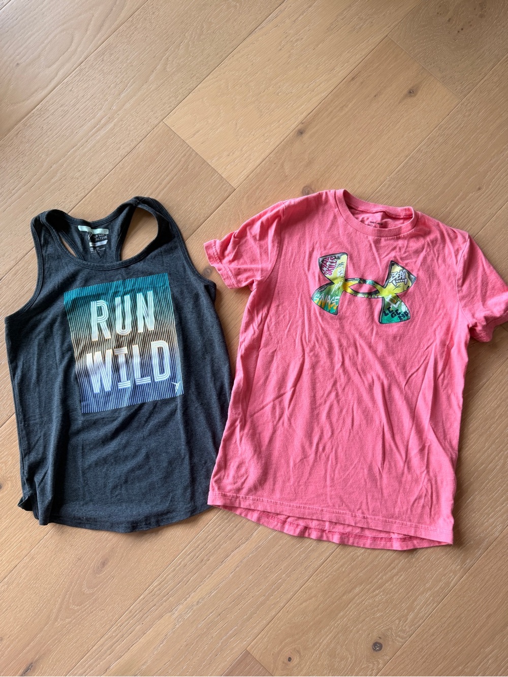 Under Armour Loose Heat Gear Shirt YM Old Navy Active Tank Top YL